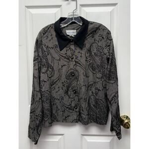 Vintage Michael Blake Blouse, Cropped Decorative Shank Button Women's Size 18